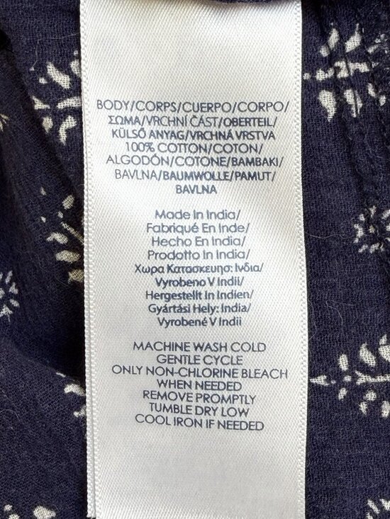 Chaps Women's 2X Blue Floral 3/4 Puff Sleeve Peasant Top boho Festival Party - Picture 5 of 8